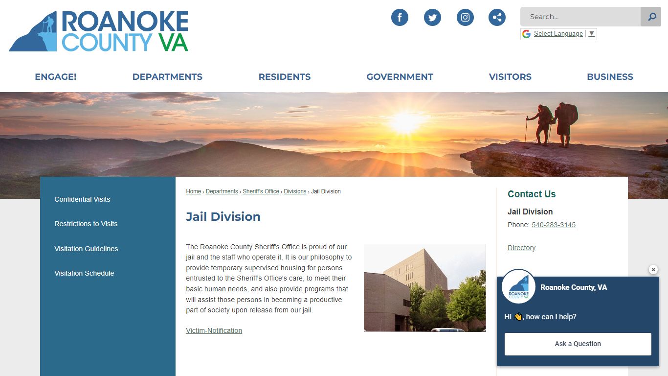 Jail Division | Roanoke County, VA - Official Website